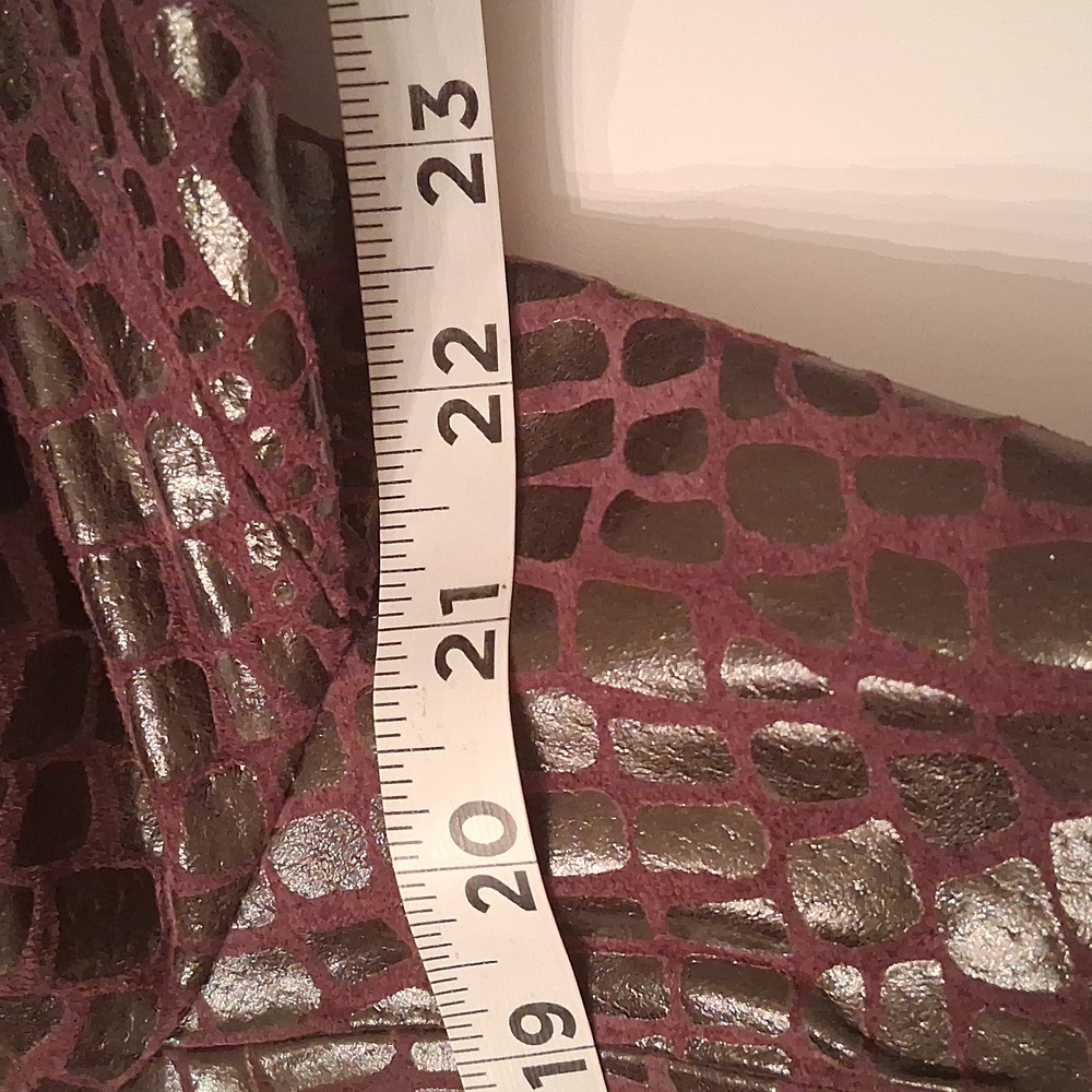 Leather Croc-Embossed Jacket with Fur Collar - Purple - Picture 9 of 9
